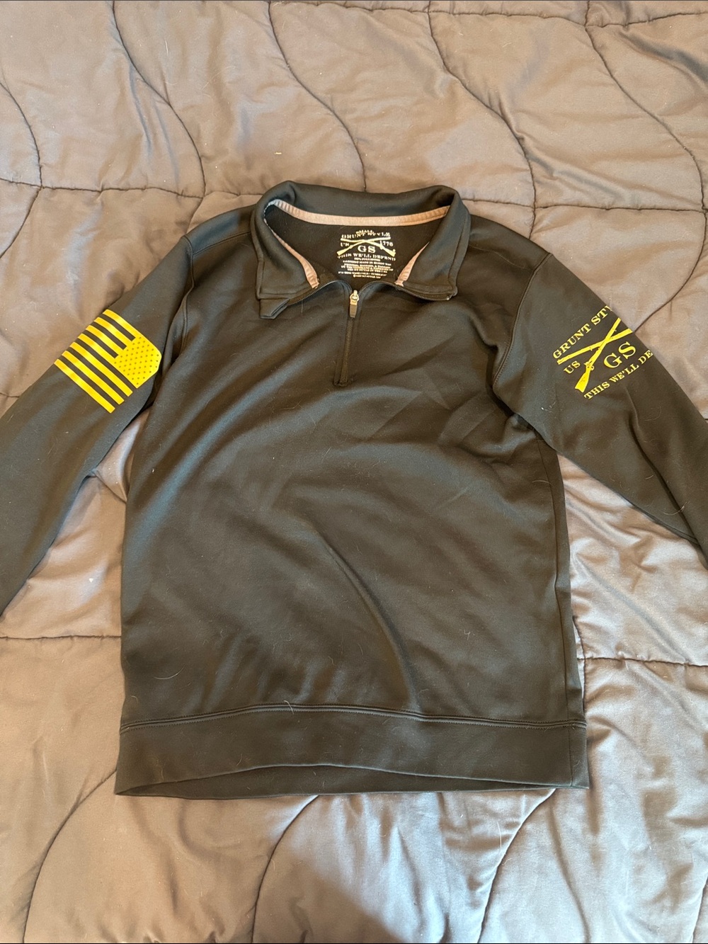 Grunt Style Black Pullover with White Printed Emblem